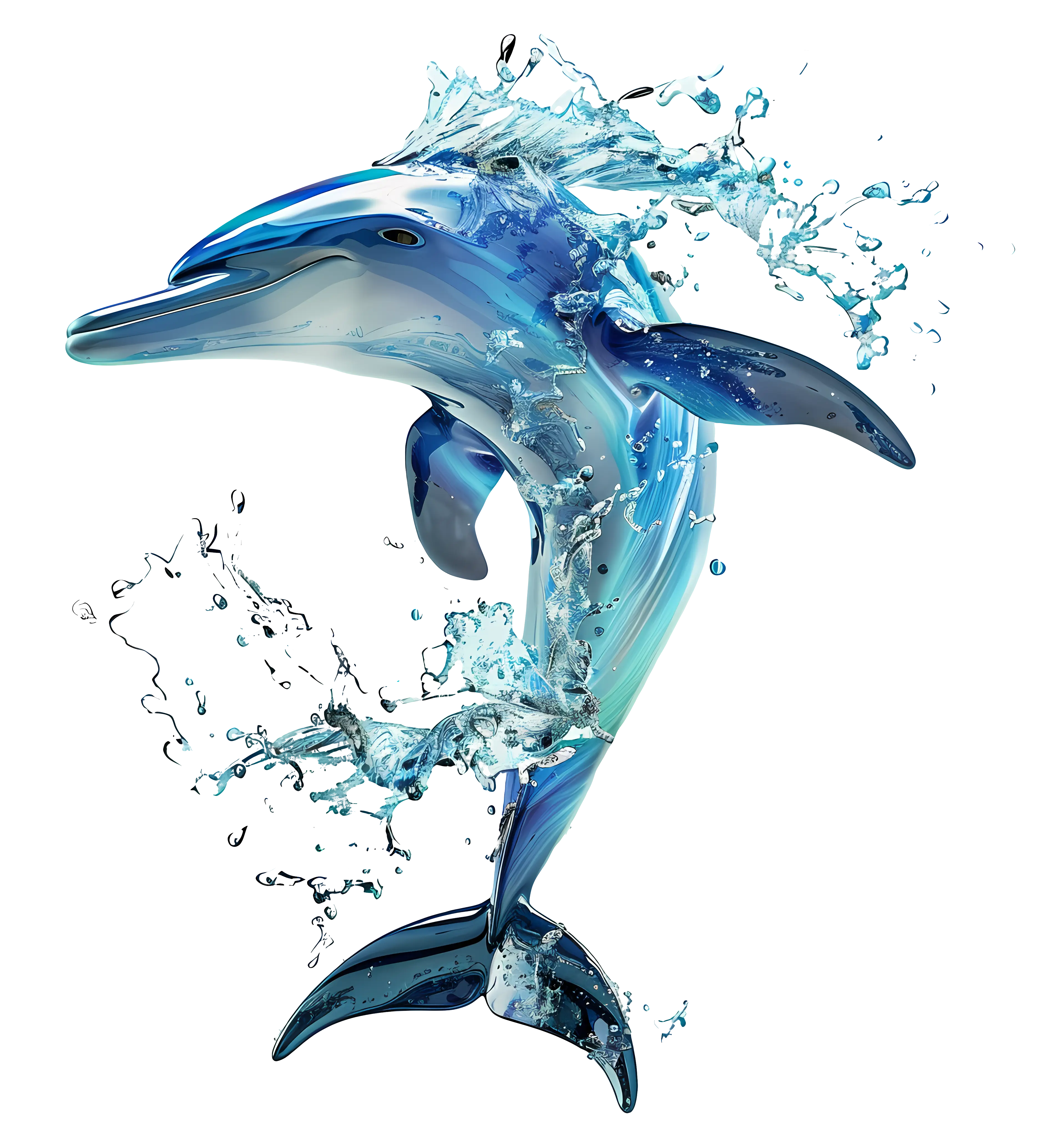 Dolphin with Water Splash Illustration