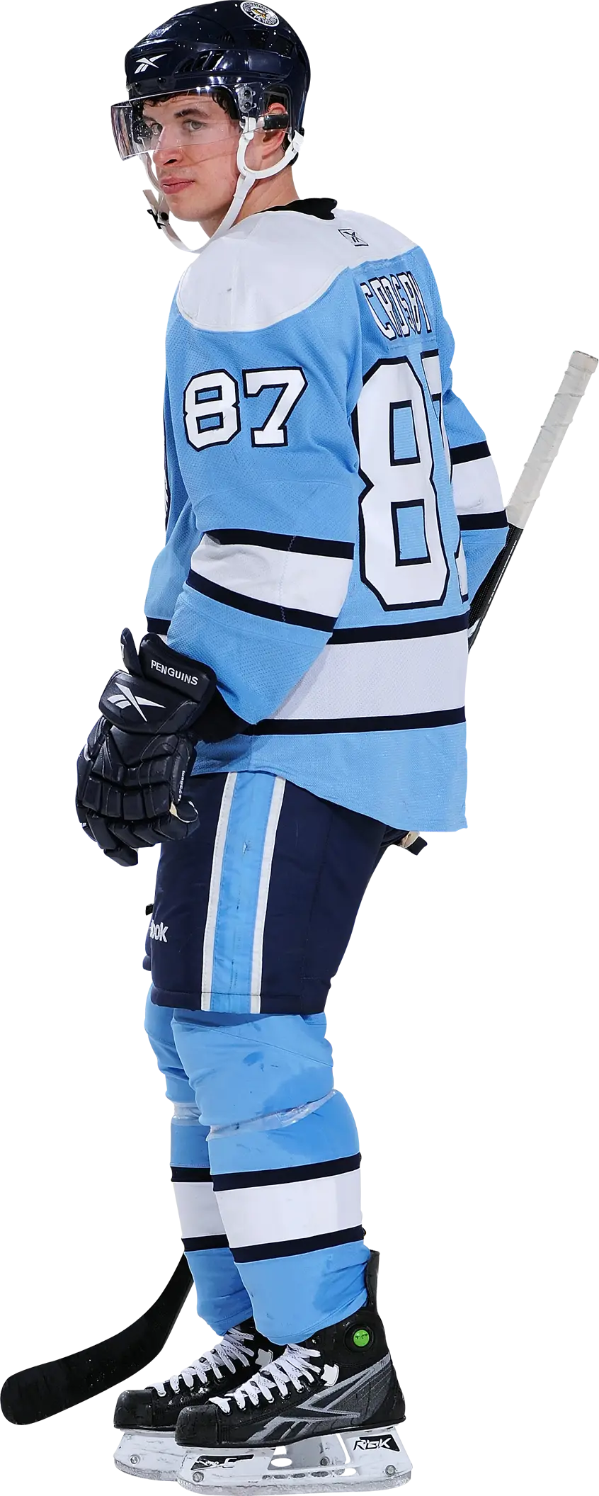 Hockey Player in Blue Uniform
