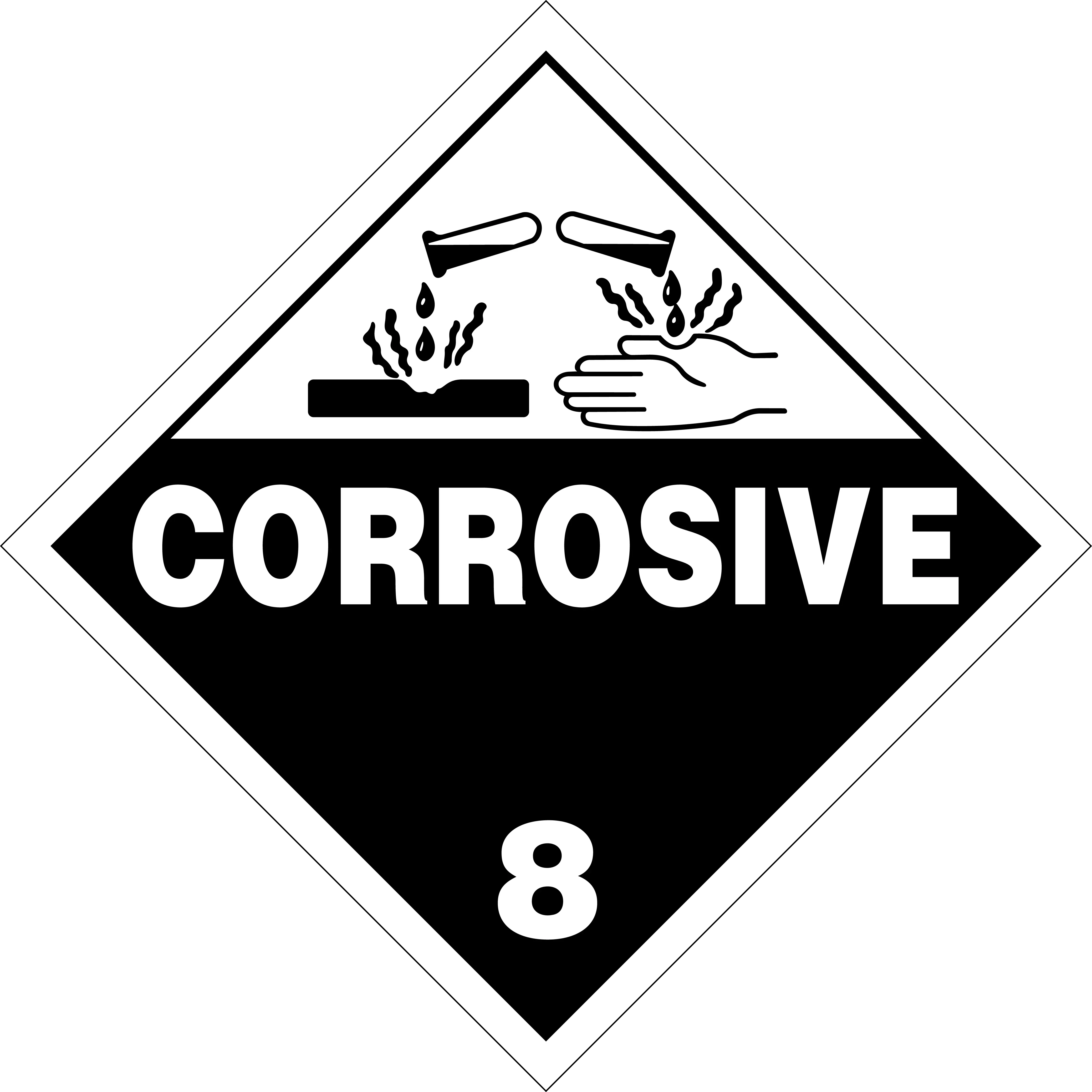 Corrosive hazard warning sign icon