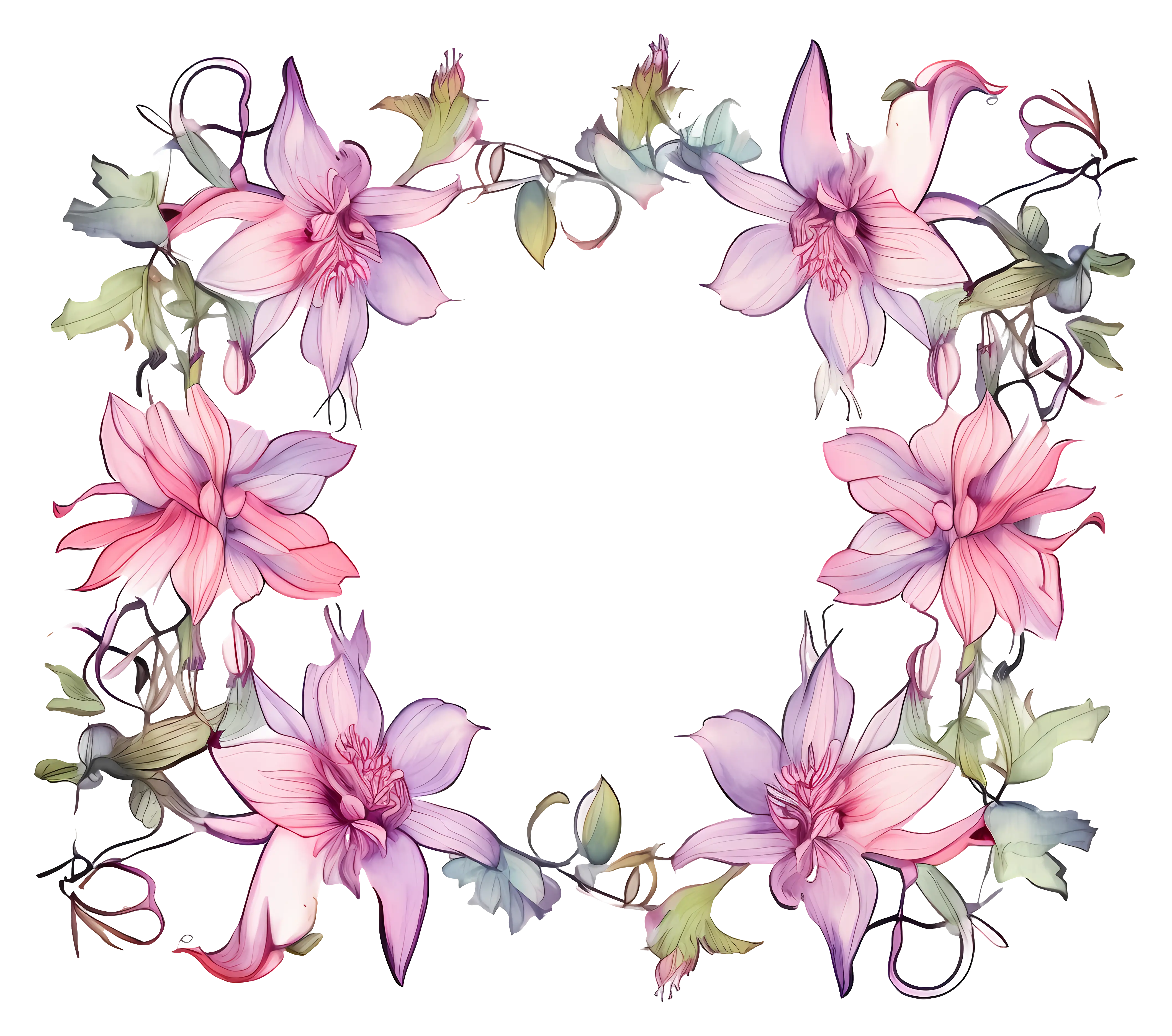 Elegant Floral Frame with Pink Flowers