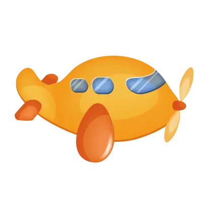 Yellow Cartoon Airplane with Propeller