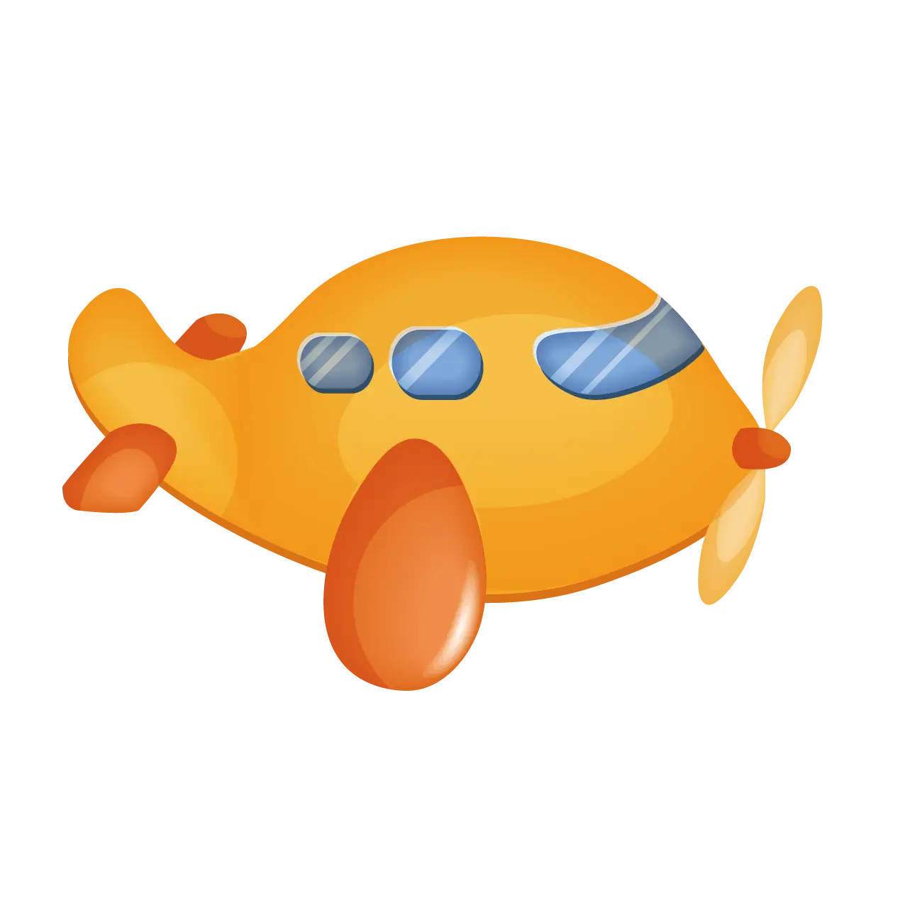 Yellow Cartoon Airplane with Propeller