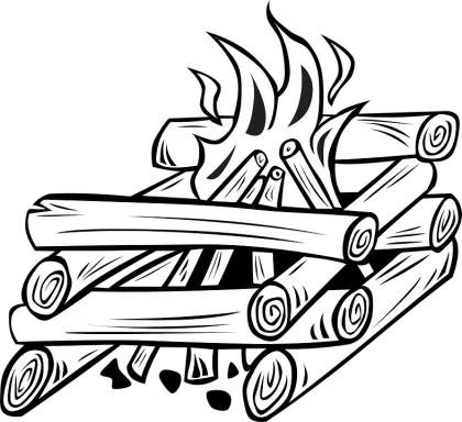 Campfire Illustration in Black and White