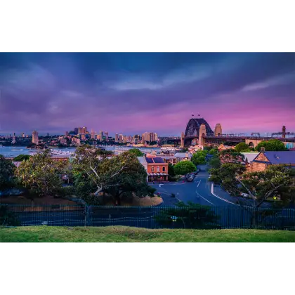 Beautiful Cityscape with Bridge at Sunset