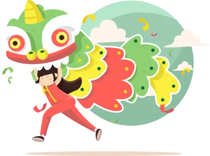 Colorful Dragon Dance for Chinese New Year