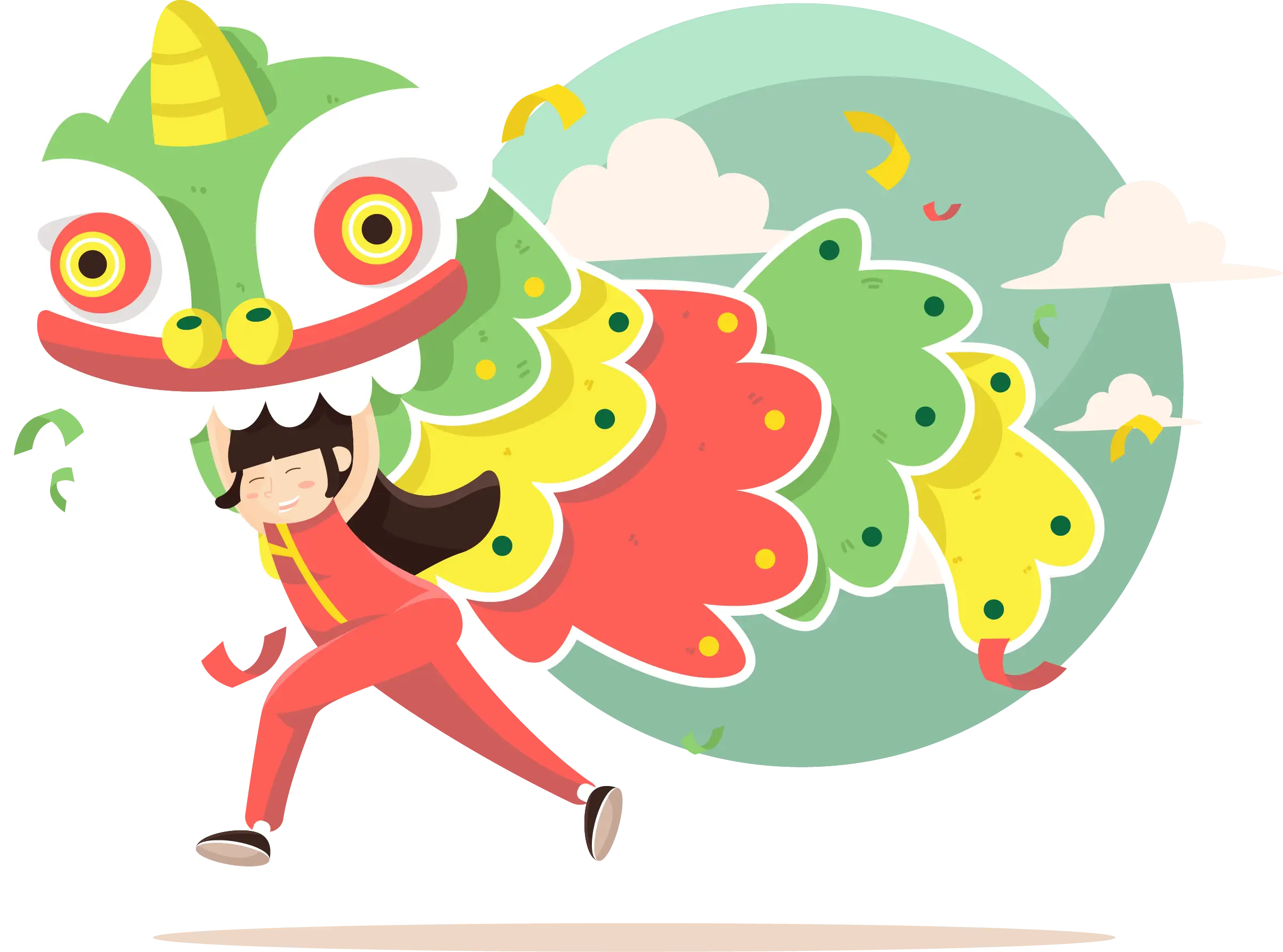 Colorful Dragon Dance for Chinese New Year
