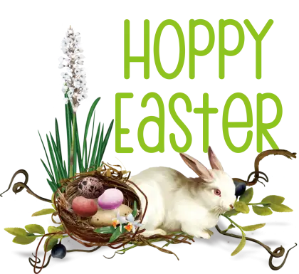 Easter Bunny and Eggs with Spring Decoration