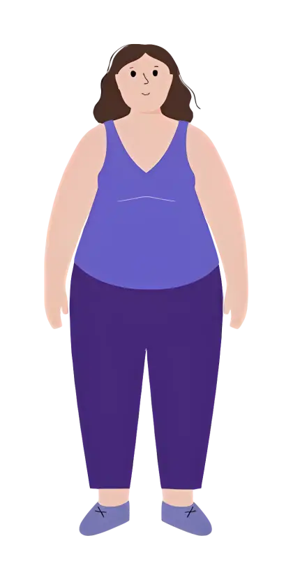 Stylized Cartoon Woman in Purple Outfit