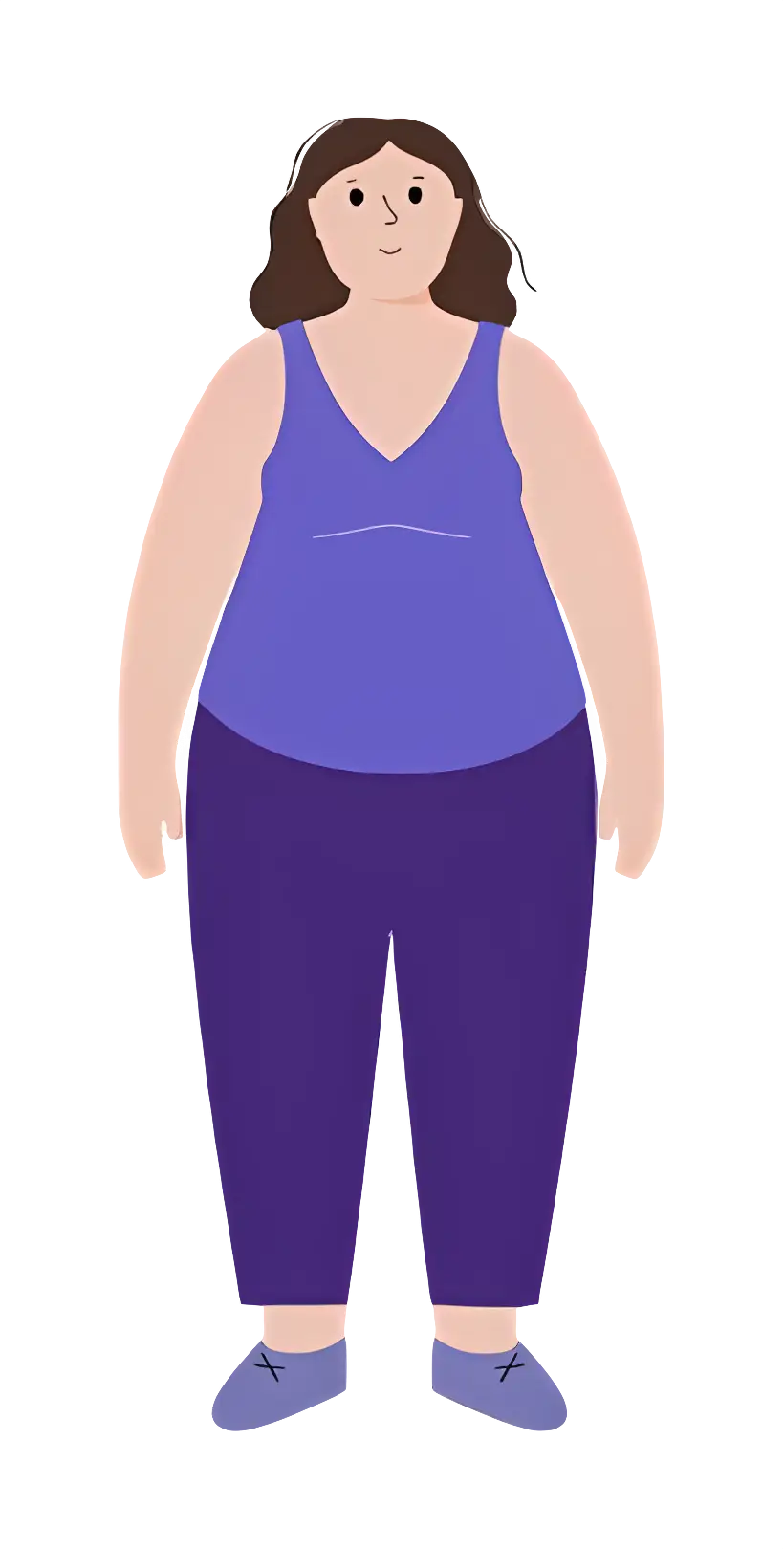Stylized Cartoon Woman in Purple Outfit