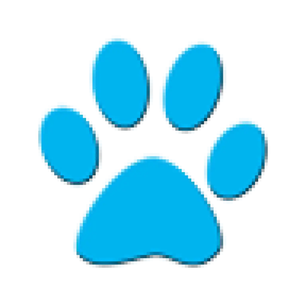 Blue Paw Print Symbol Representing Animals