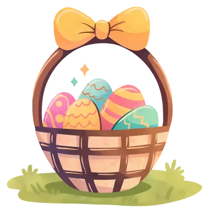 Easter basket with colorful eggs