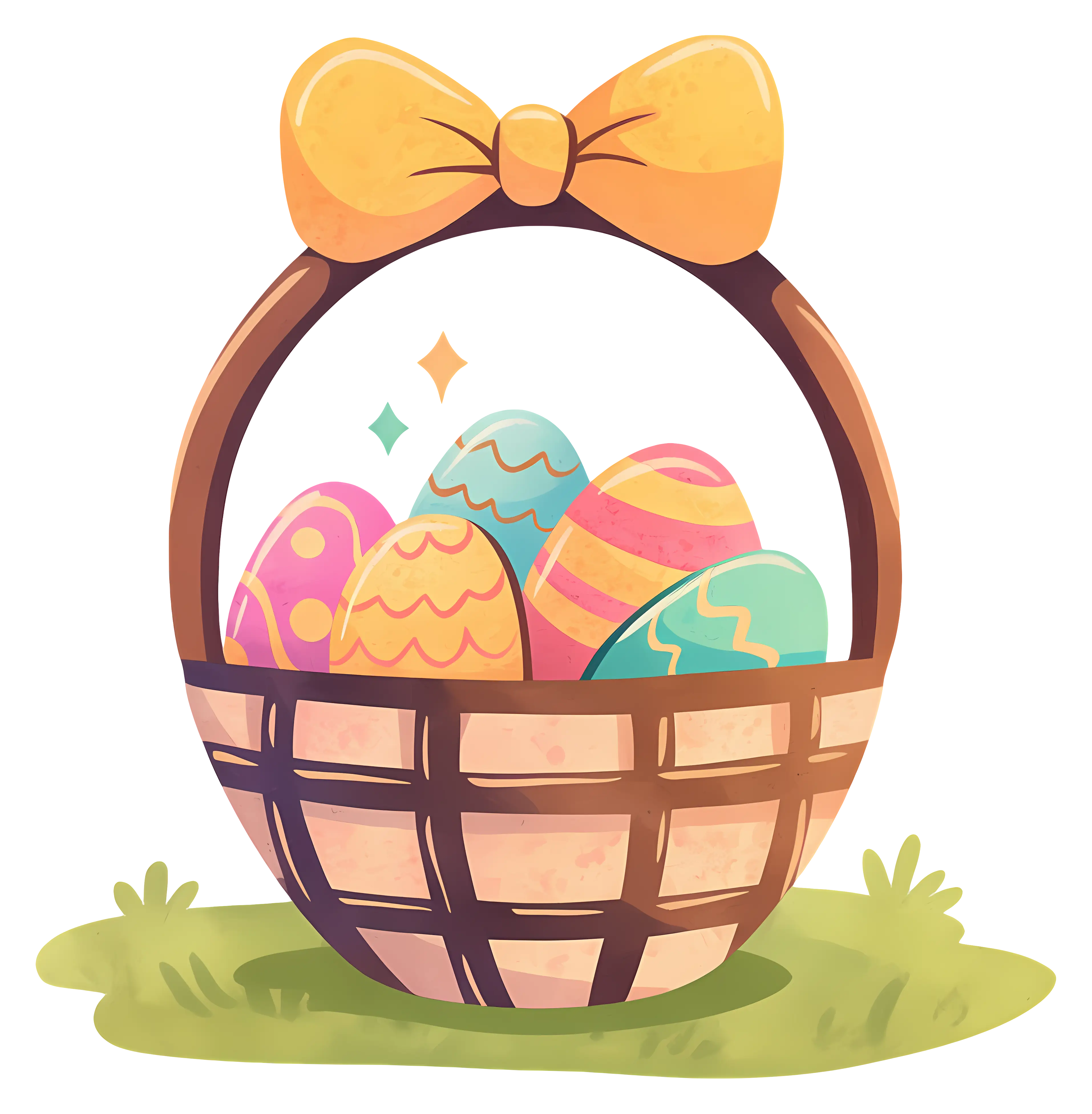 Easter basket with colorful eggs