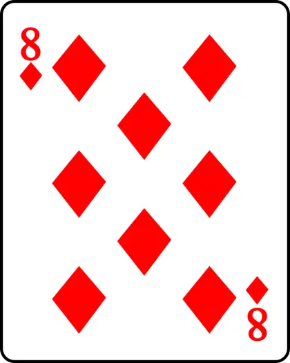 8 of Diamonds Playing Card with Red Design