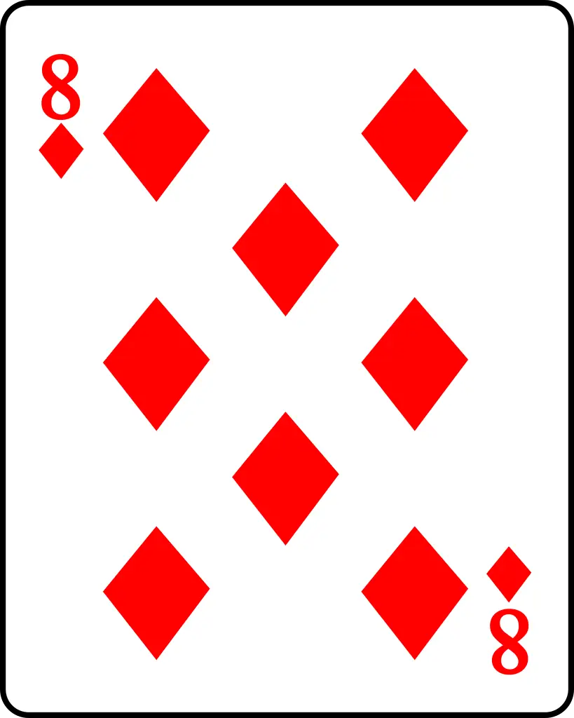 8 of Diamonds Playing Card with Red Design
