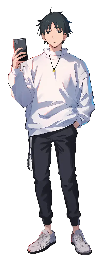 Casual Man with Smartphone