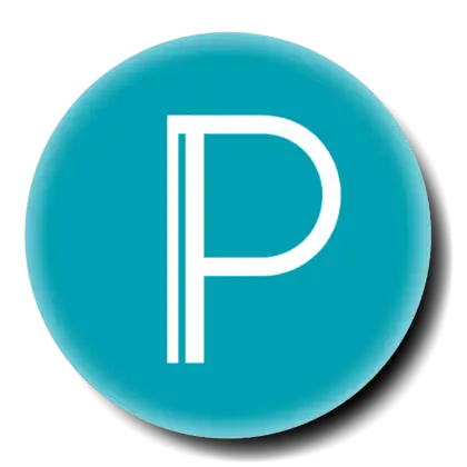 Turquoise Round Icon with Letter P