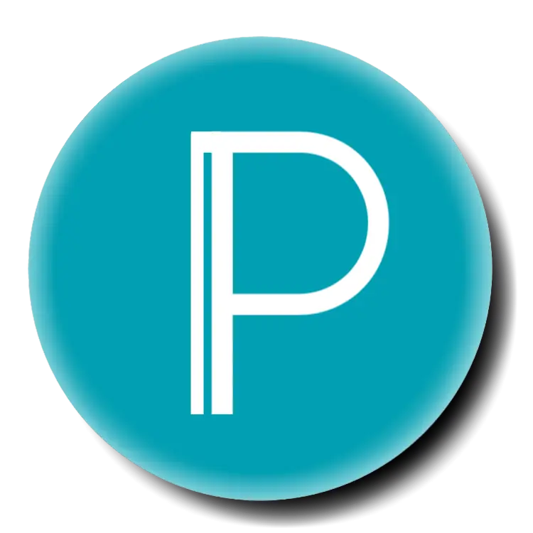 Turquoise Round Icon with Letter P