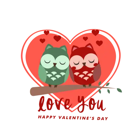 Owls in Love for Valentine&#039;s Day
