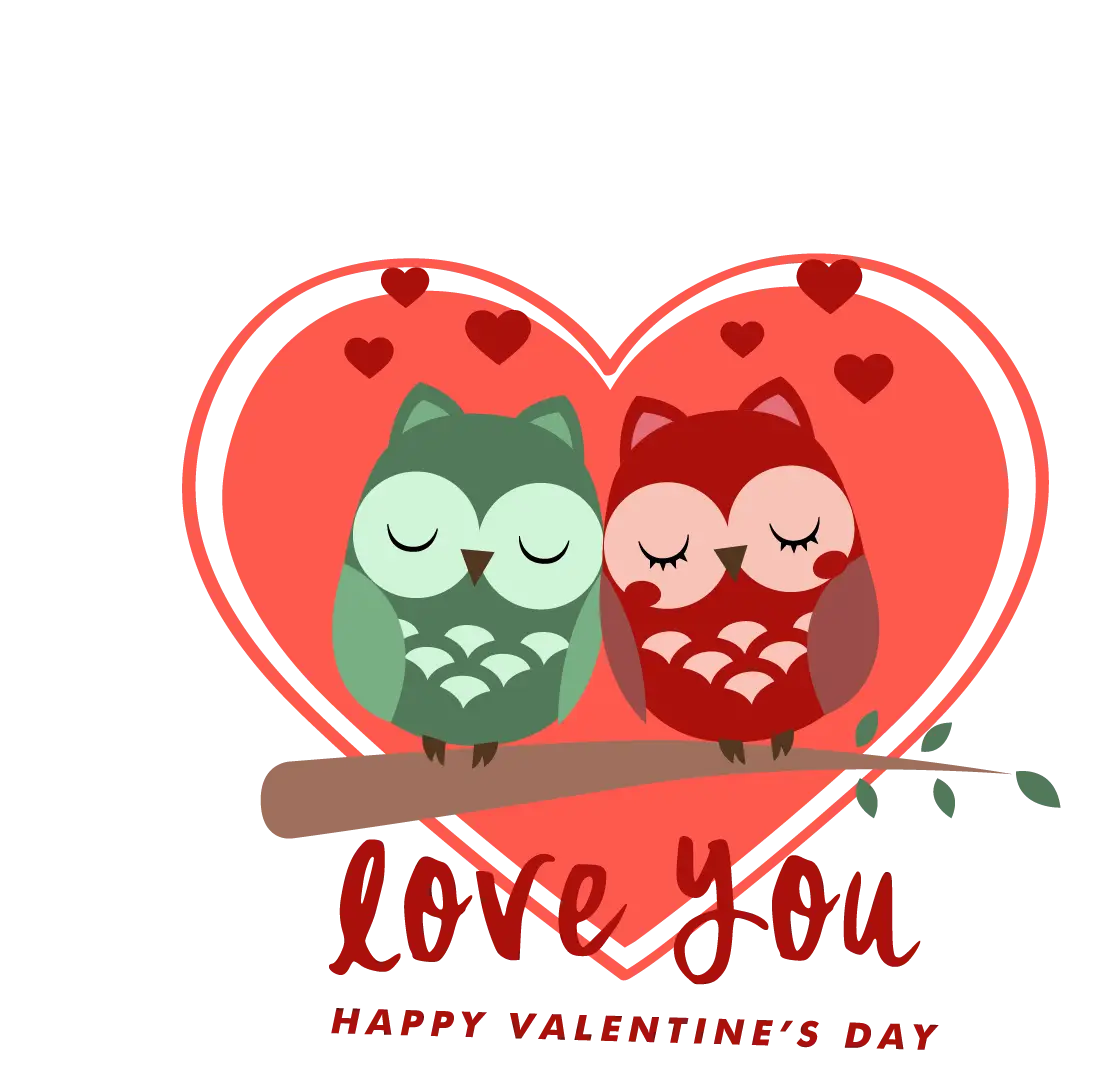 Owls in Love for Valentine's Day