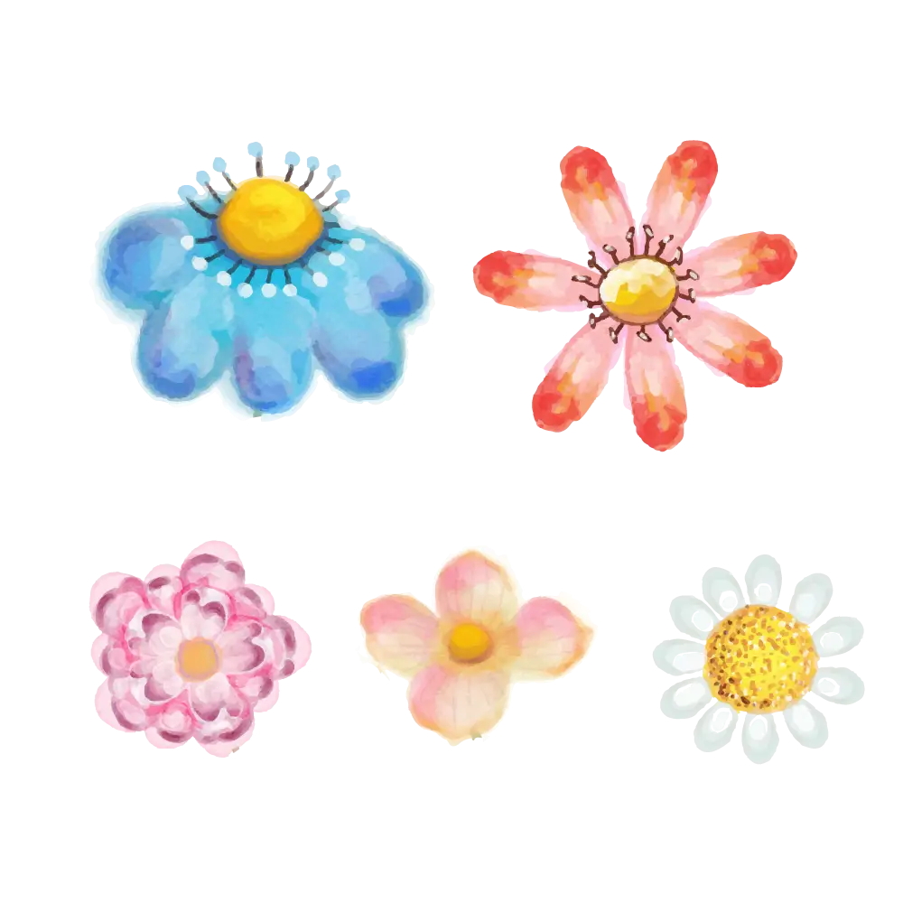 Colorful Cartoon Flowers