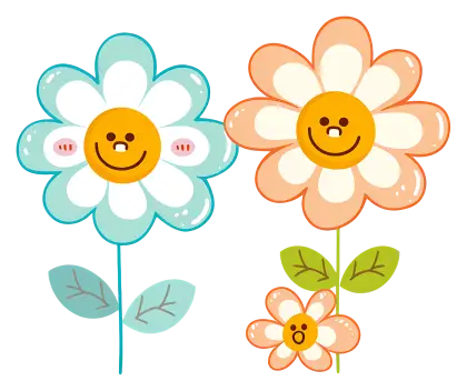 Cute Smiling Flowers Illustration