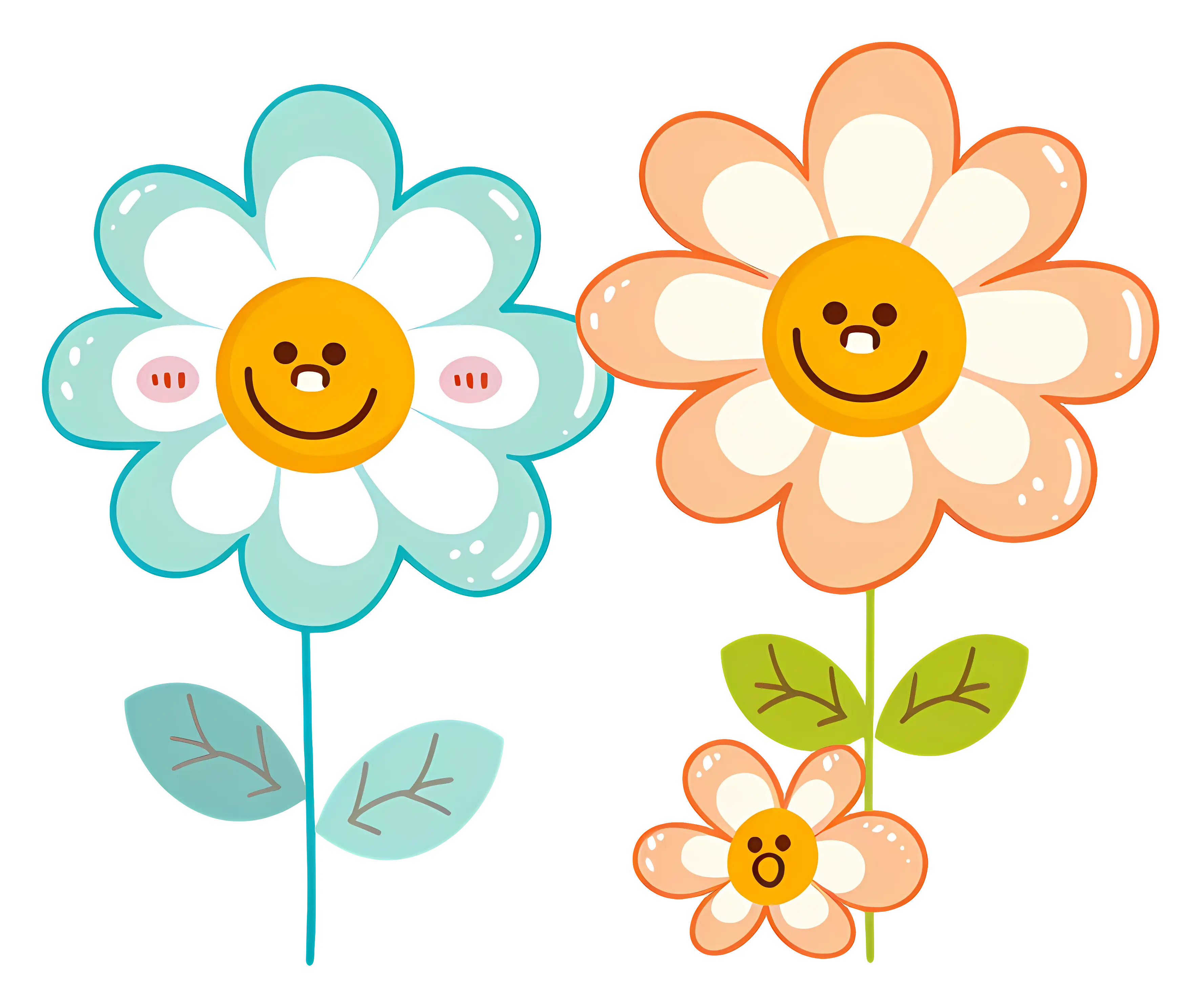 Cute Smiling Flowers Illustration