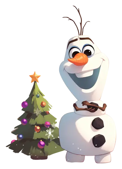 Snowman and Christmas Tree Illustration