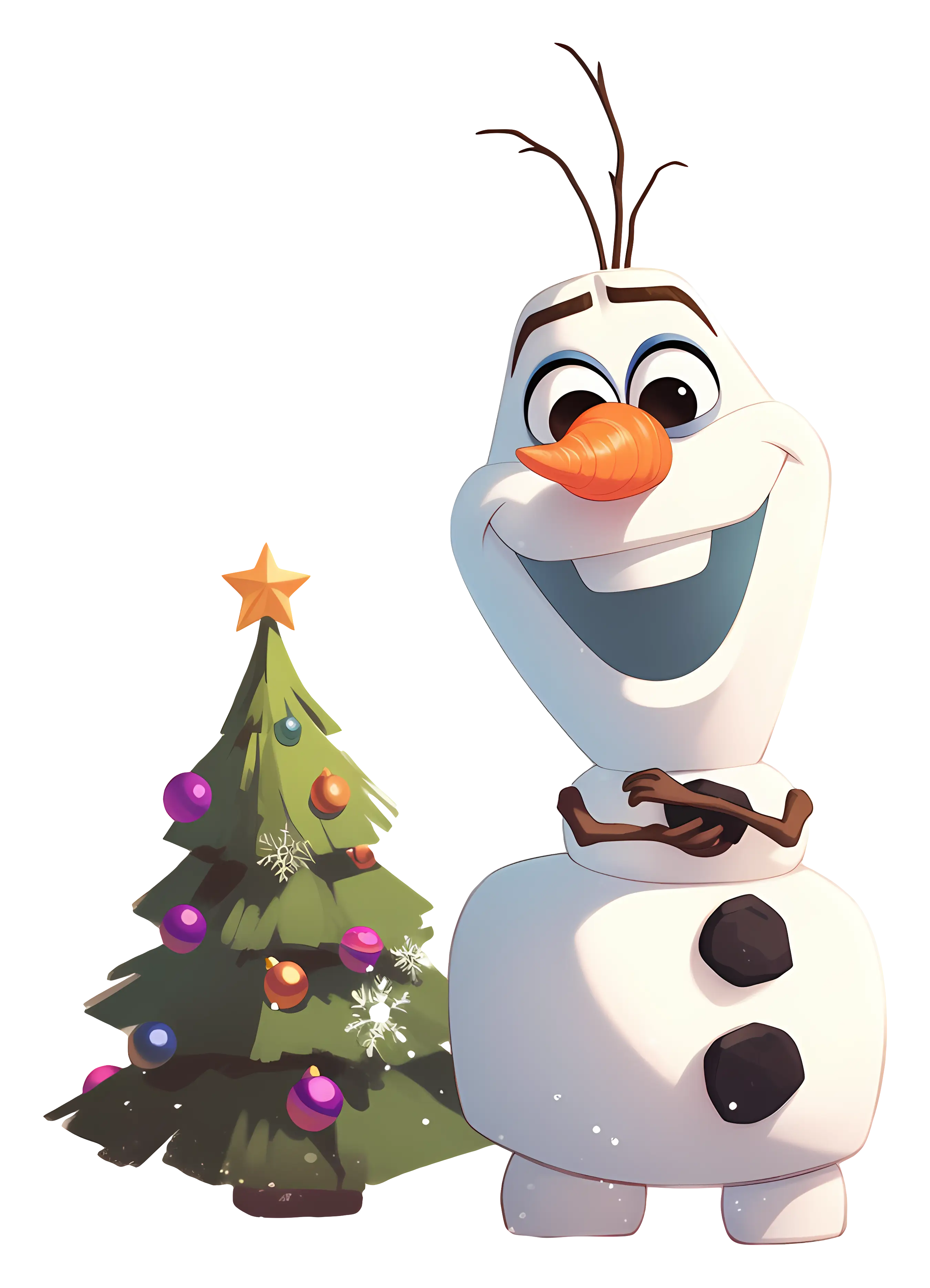 Snowman and Christmas Tree Illustration