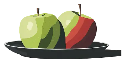 Green and Red Apples on a Plate
