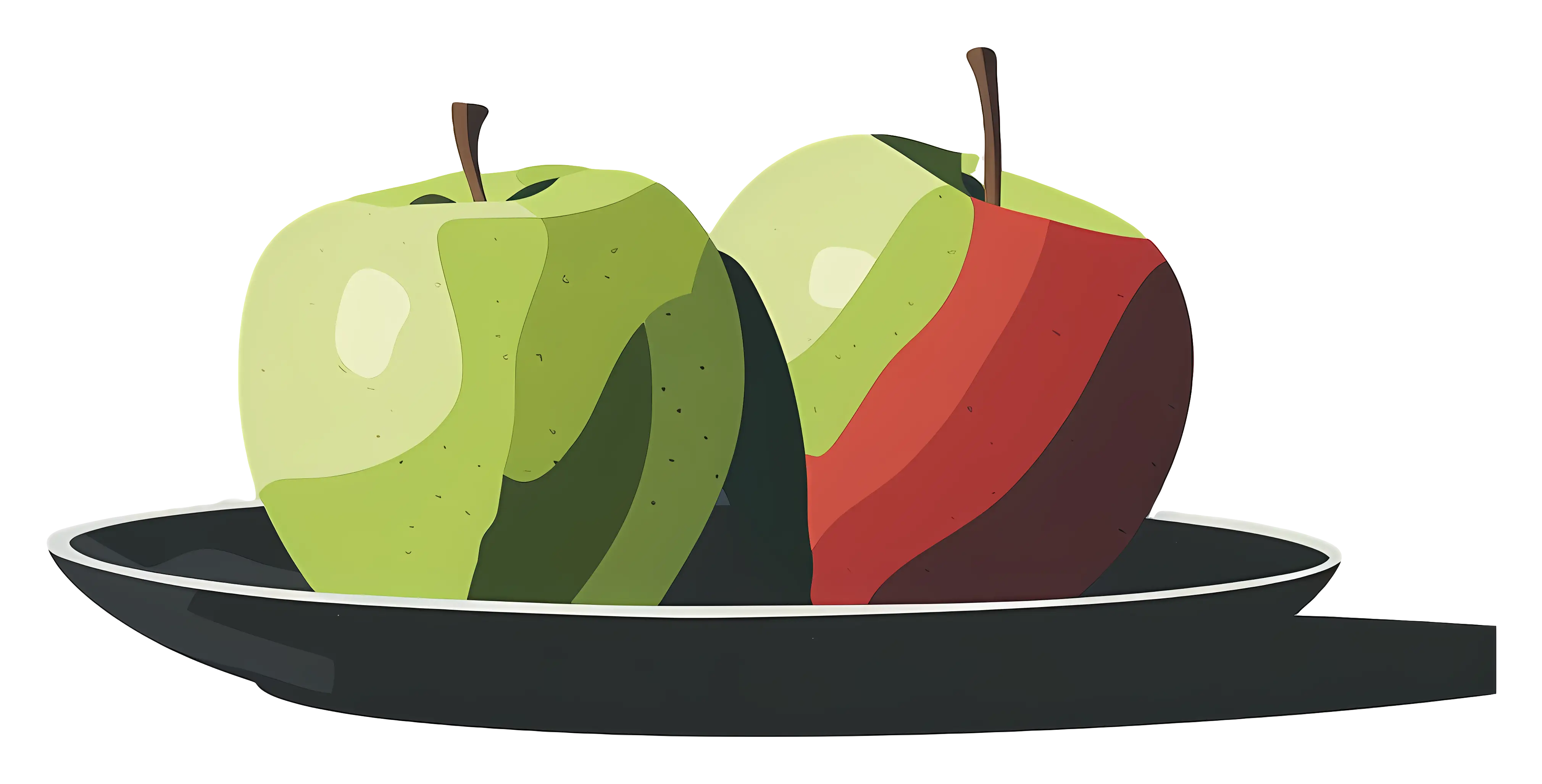 Green and Red Apples on a Plate