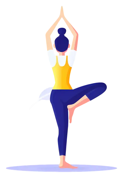 Young Woman Practicing Tree Pose in Yoga