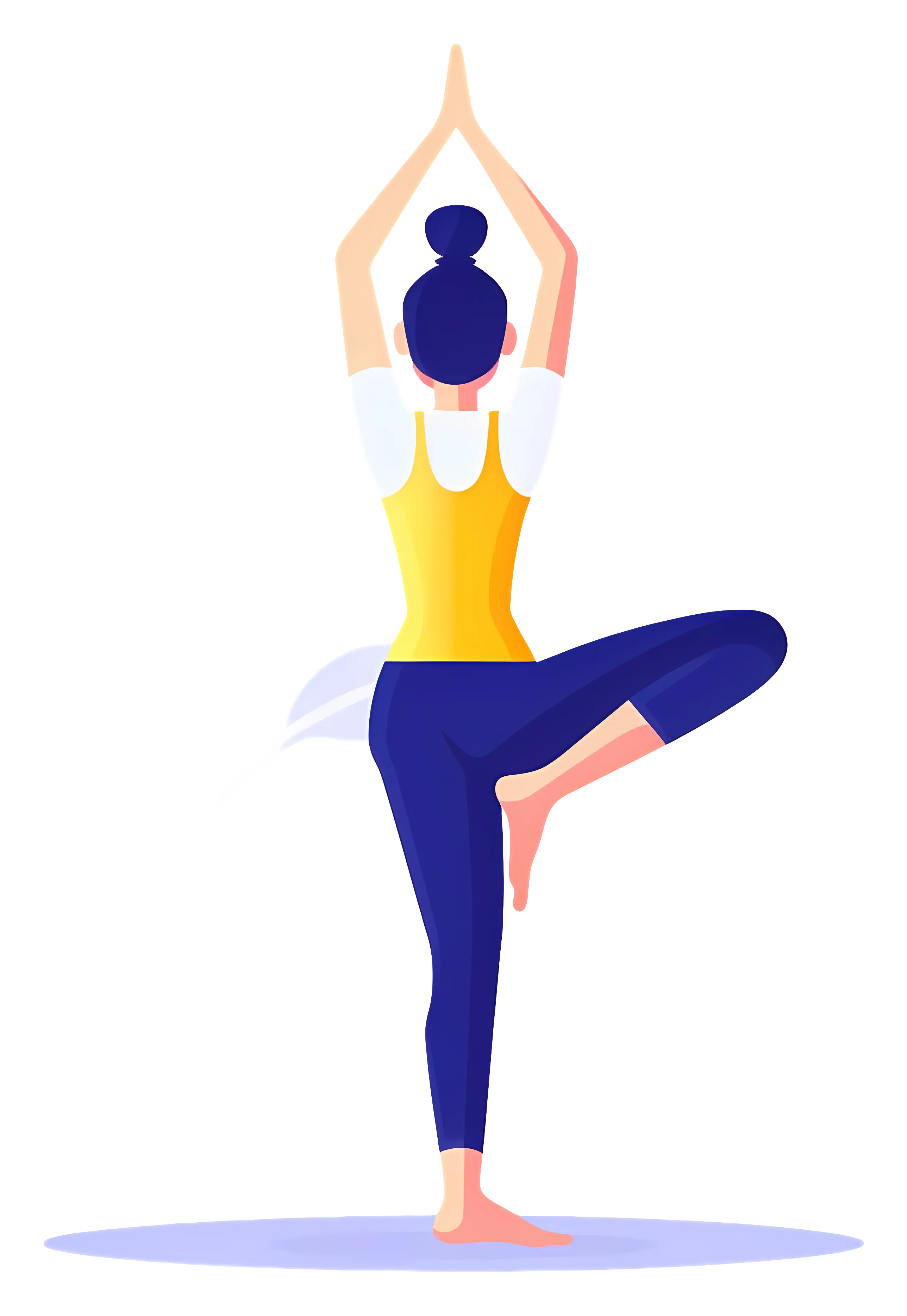 Young Woman Practicing Tree Pose in Yoga