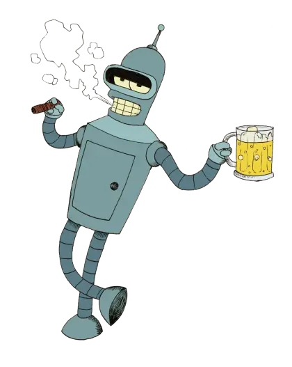 Cartoon Robot with Cigar and Beer