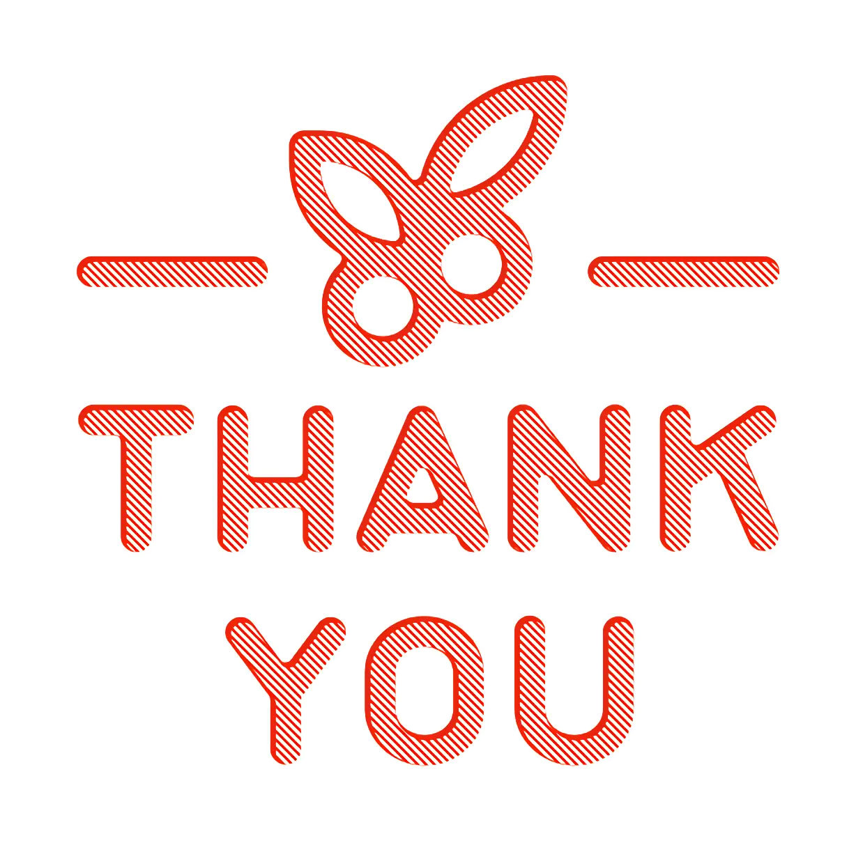 Red Thank You Text with Butterfly