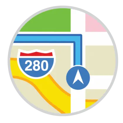 Navigation Map Icon with Route