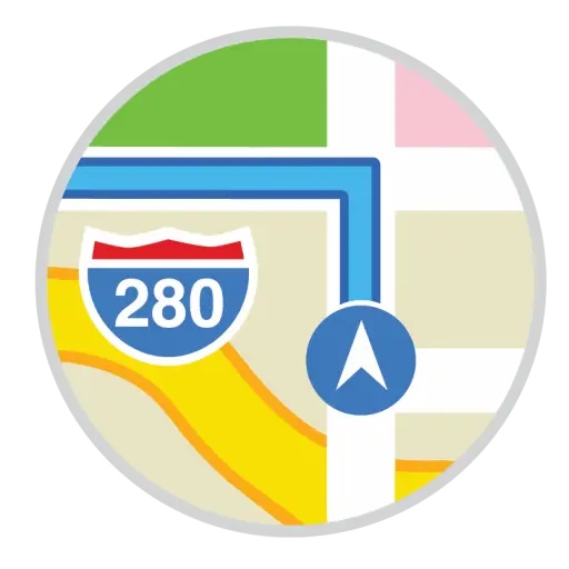 Navigation Map Icon with Route