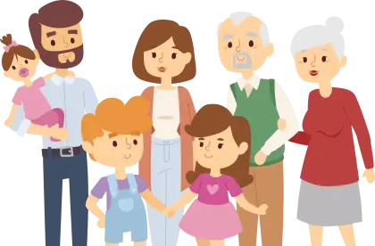 Cartoon Illustration of a Happy Family