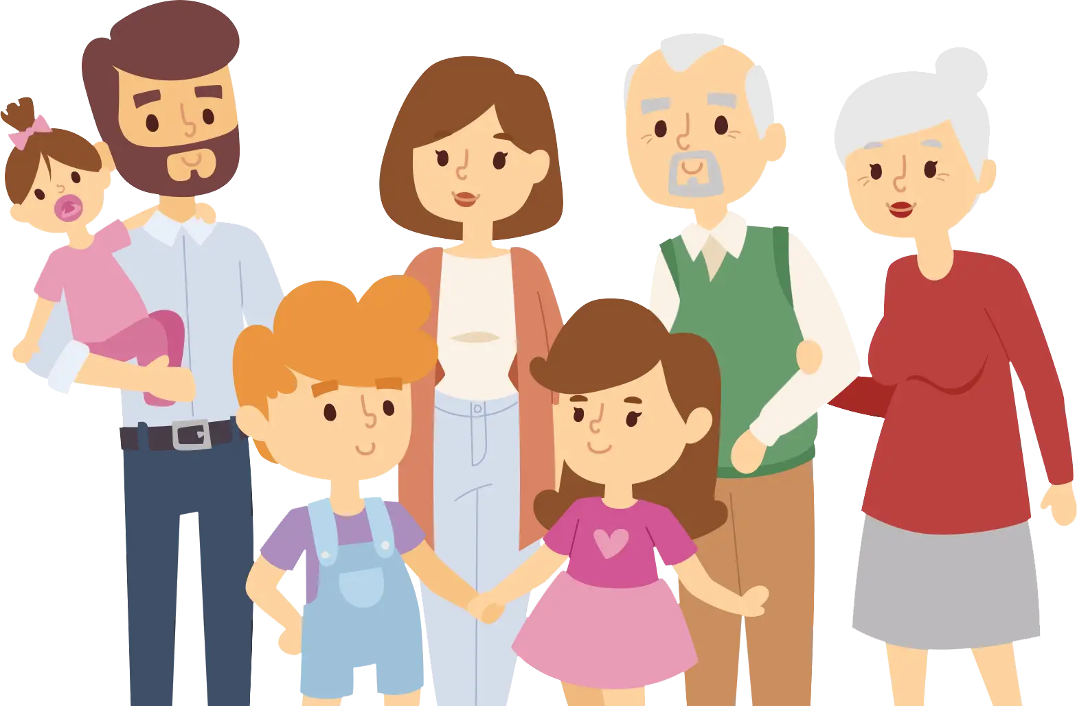 Cartoon Illustration of a Happy Family