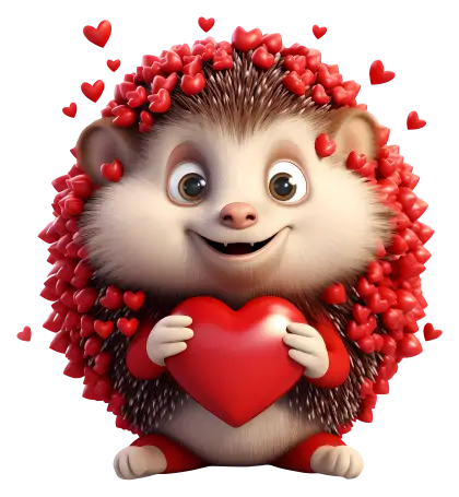 Cute Hedgehog Holding a Heart