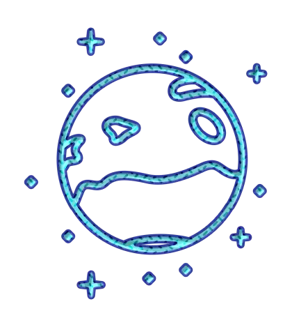 Planet Earth Icon with Blue Stars