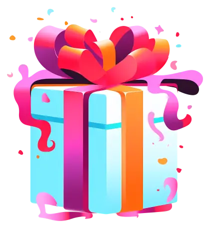 Colorful Gift Box with Bright Ribbons