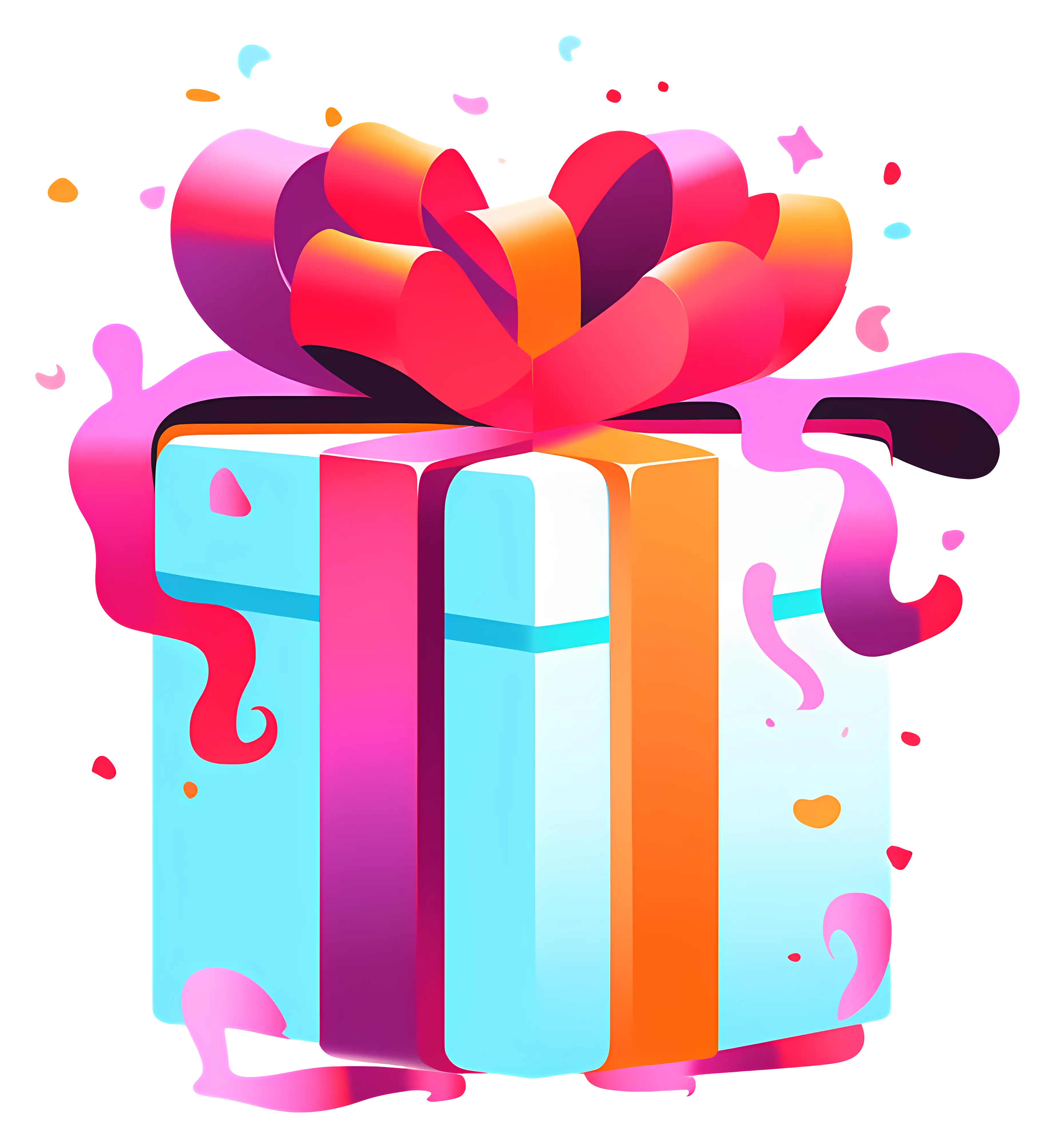 Colorful Gift Box with Bright Ribbons