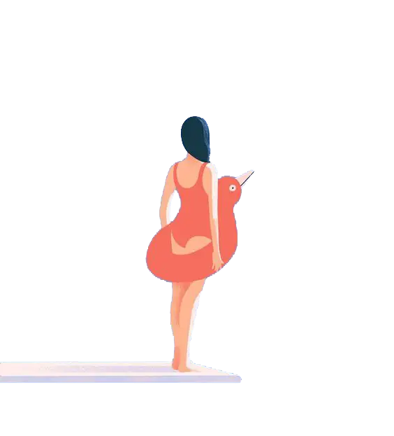 Woman with Float in Summer