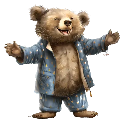 Cute Bear in Pajamas Illustration