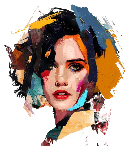 Stylized Abstract Woman&#039;s Portrait in Vibrant Colors