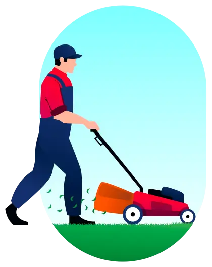 Man Mowing the Lawn