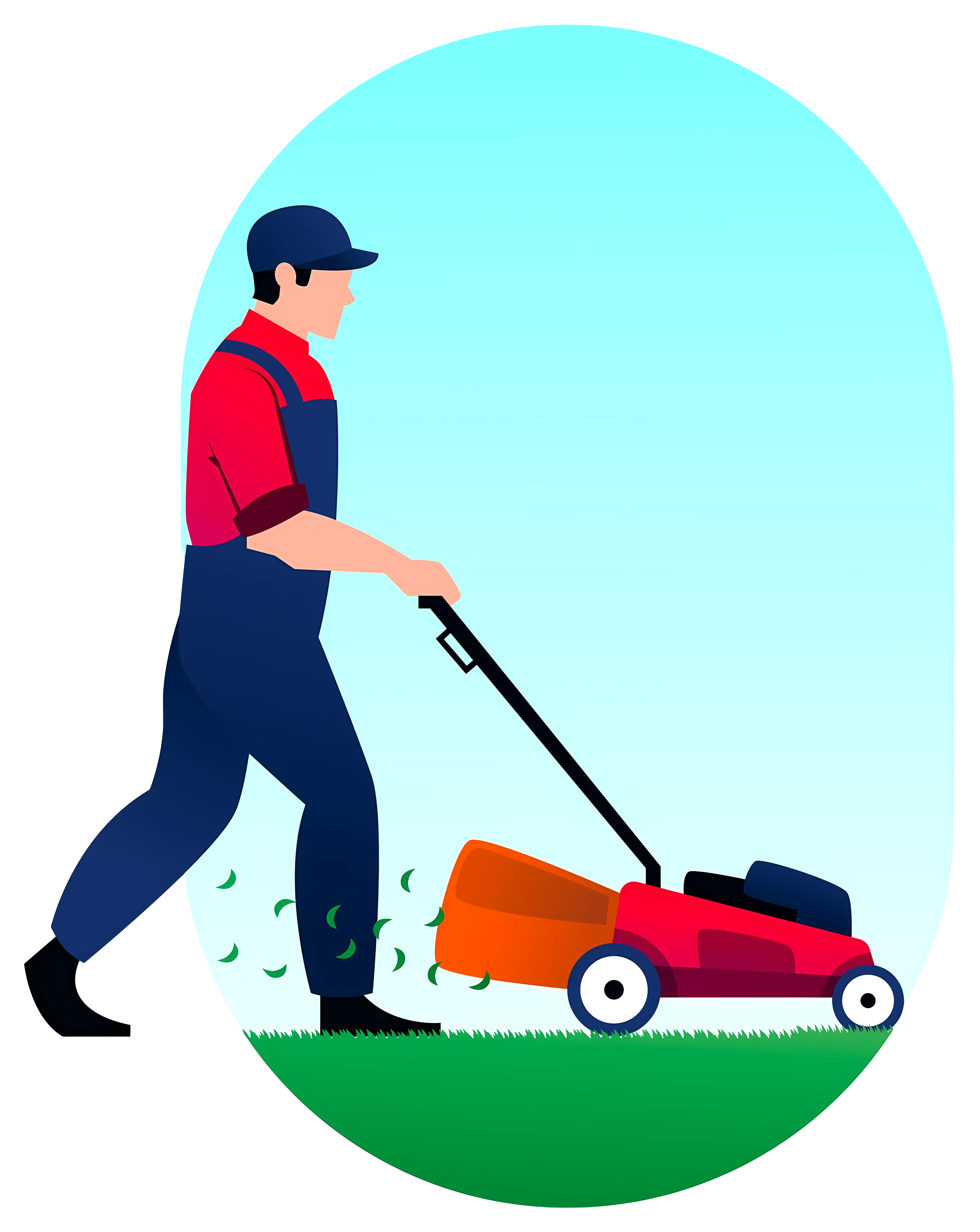 Man Mowing the Lawn