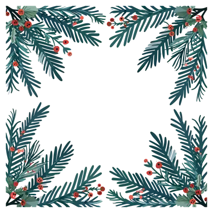 Christmas Pine Border with Berries