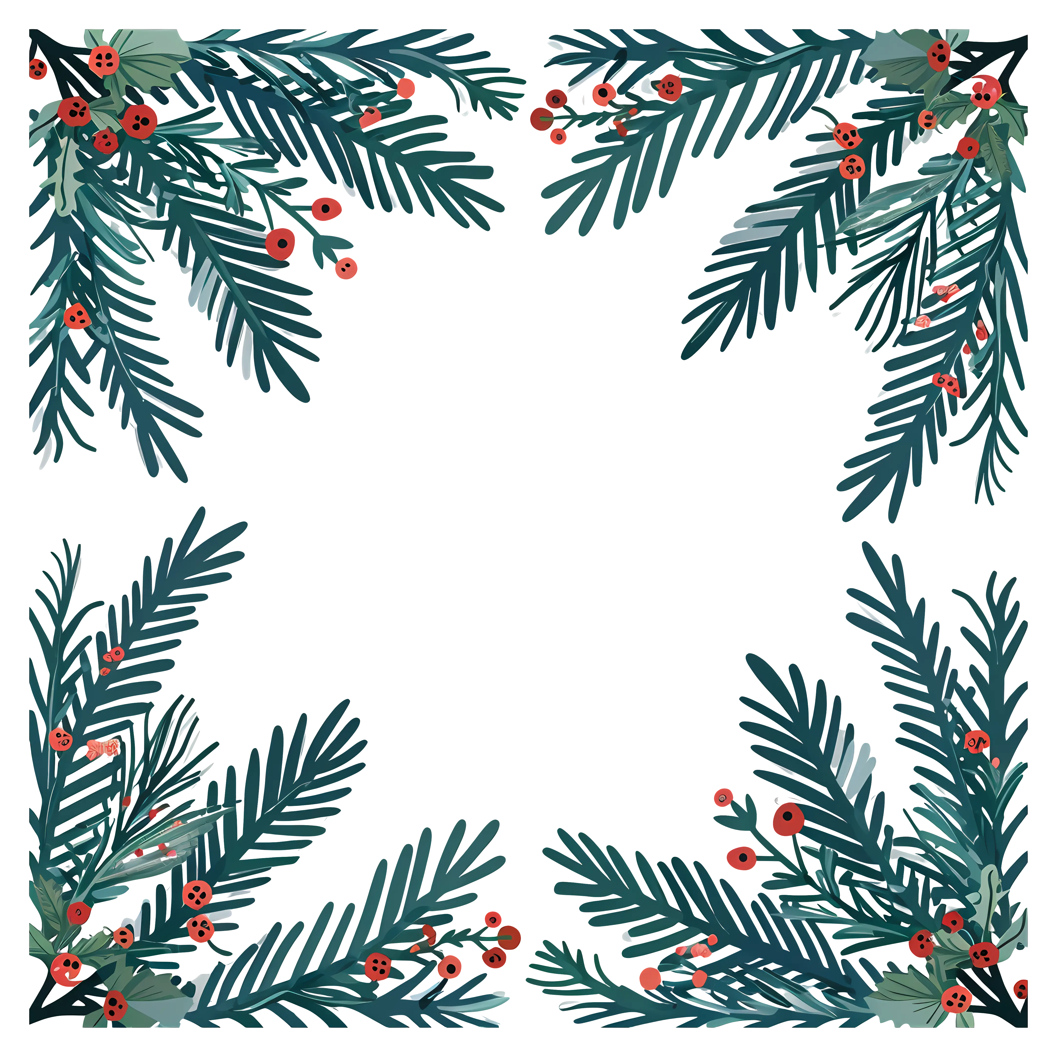 Christmas Pine Border with Berries