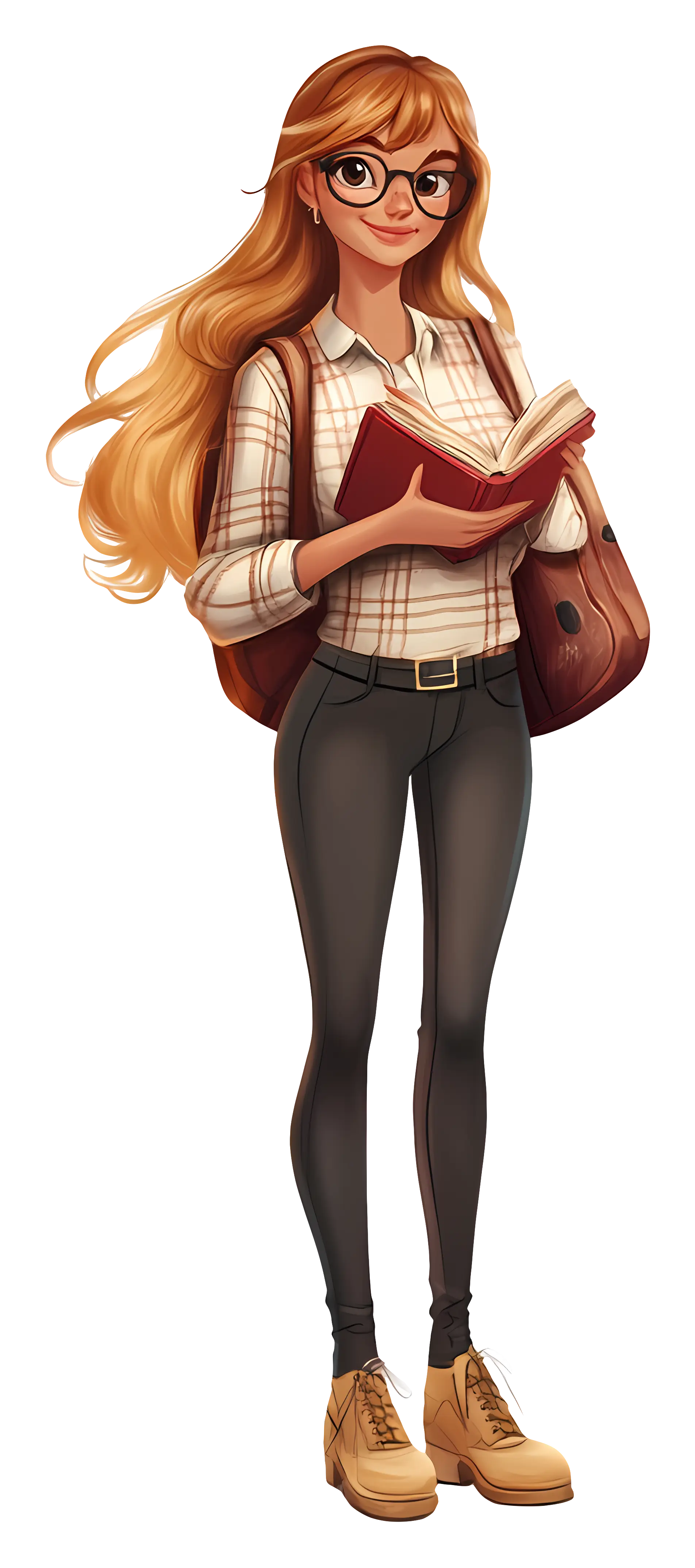 Girl with Book Cartoon Character